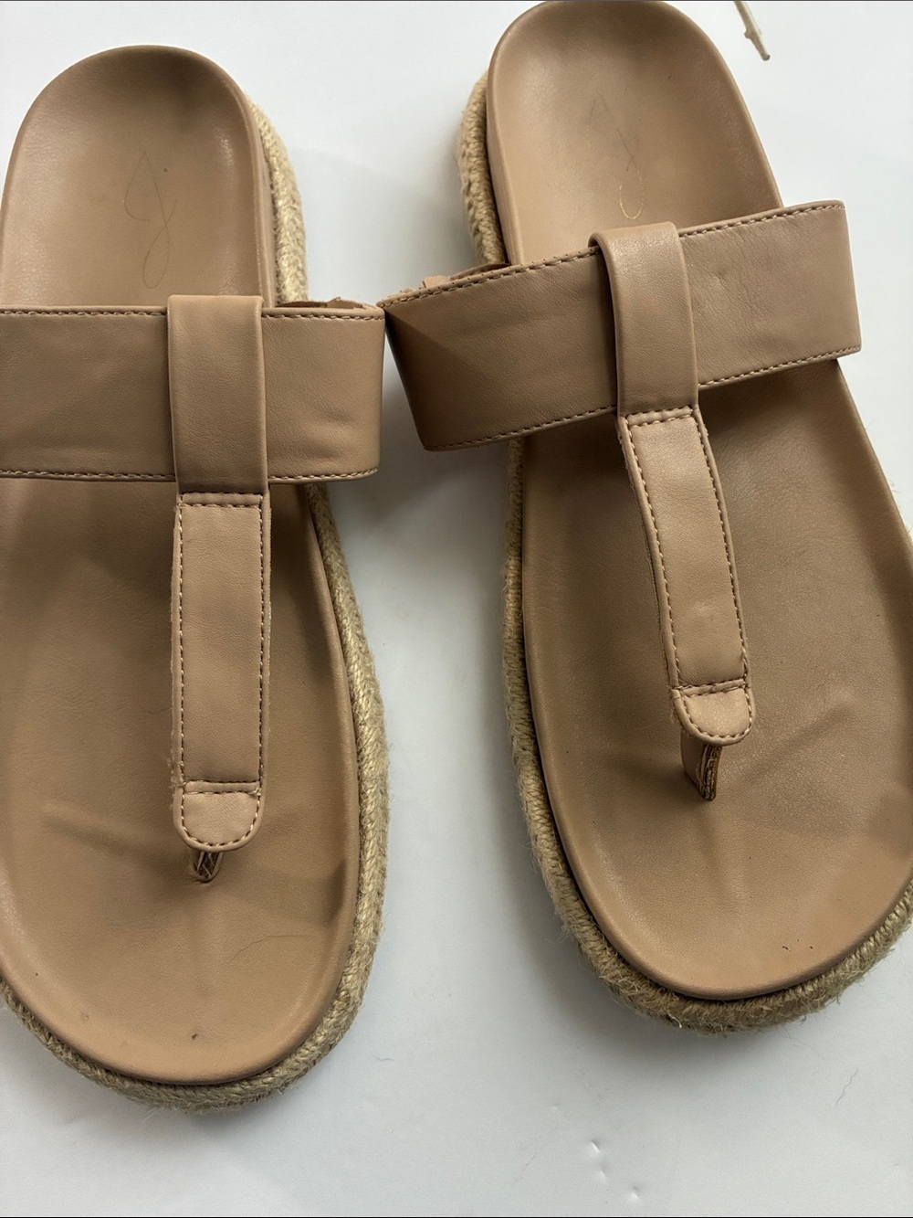 Joie Tan Leather Toe-Post Espadrille Sandals, size 9.5 , good condition